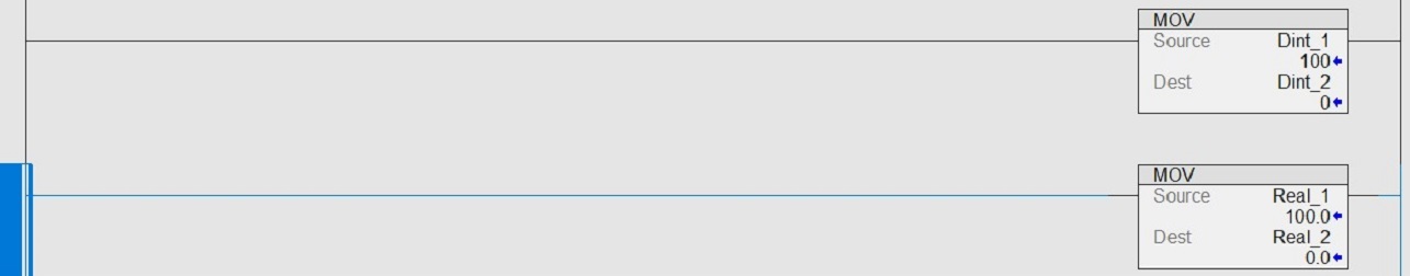 Figure 3 - Data Types in PLC Programming | MOV Instructions DINTs and REALs