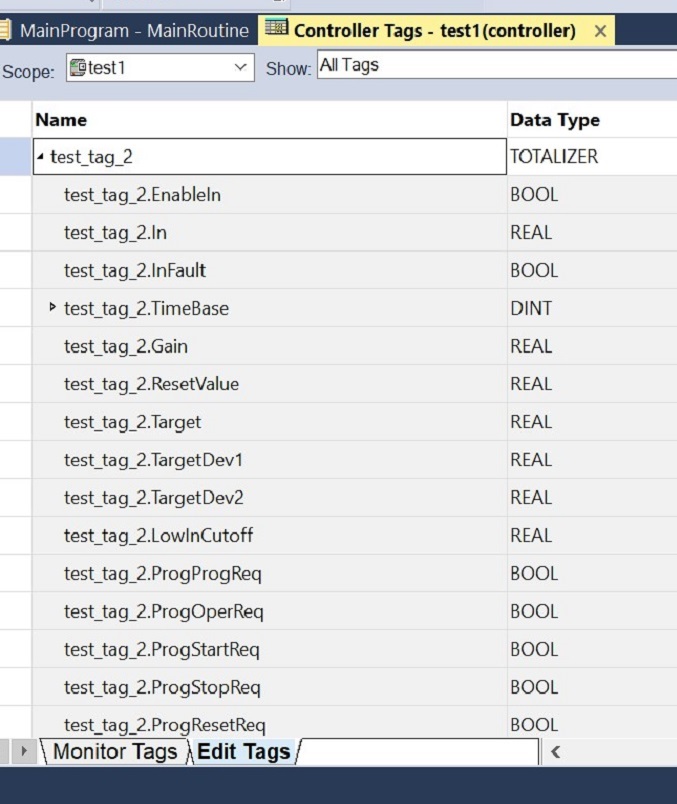 Figure 9 - Data Types in PLC Programming | Creating TOTALIZERS