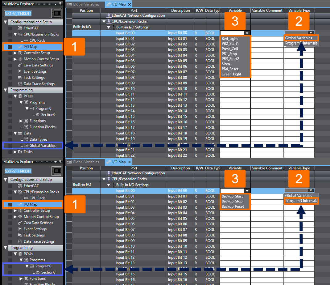 Figure 2.1 - Omron PLC Training | How to register pre-defined device variables manually